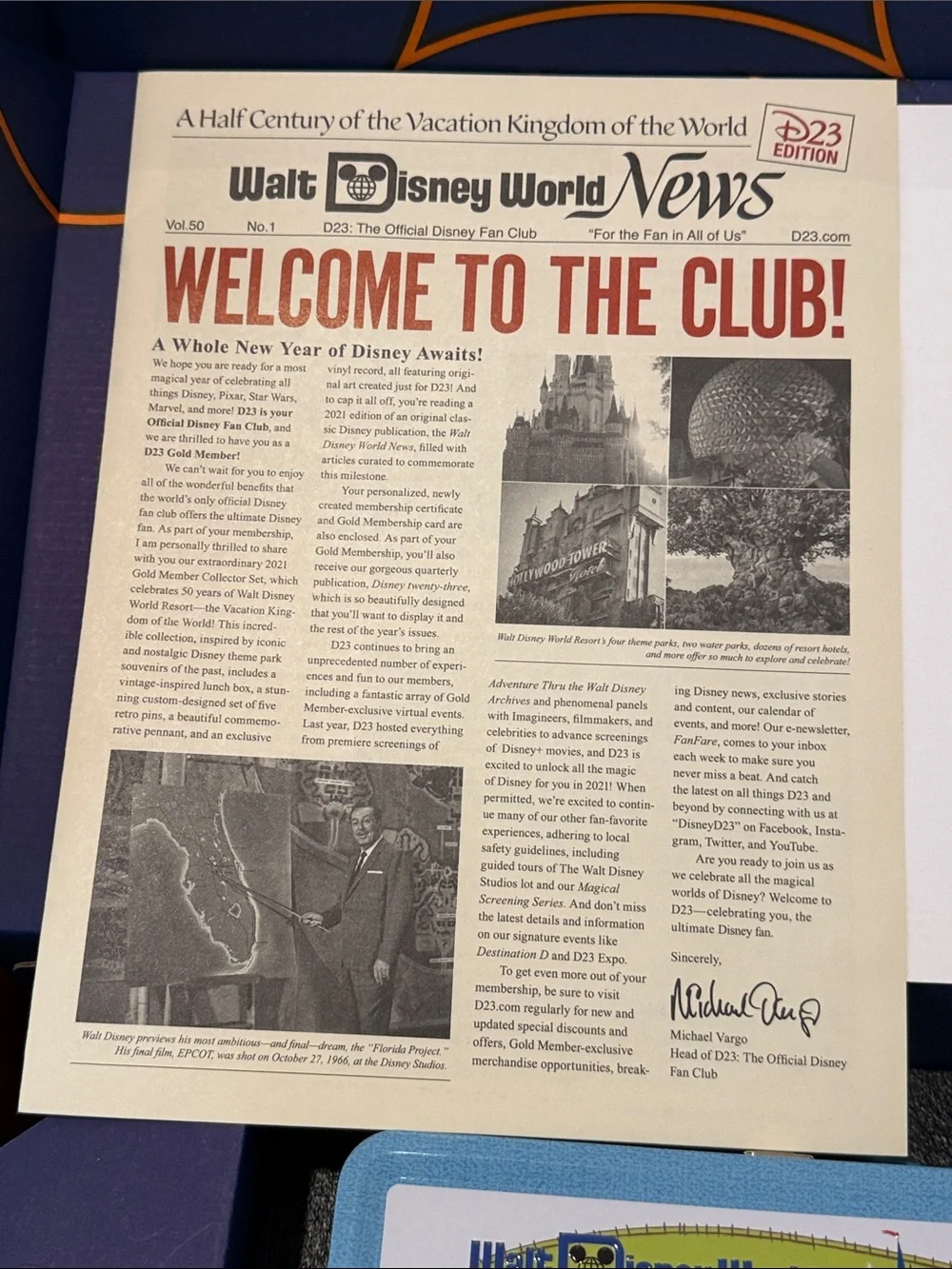 Disney D23 Celebrates 50 Most Magical Years Gift Box. Pins in Lunch Box, & more.